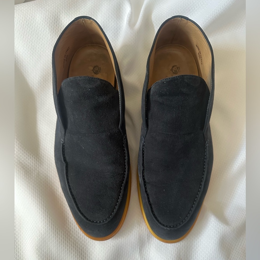 Loro Piana Open Walk US 9.5 NAVY Suede Slip On Loafer